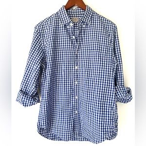 J Crew Blue Gingham Button Up Dress Shirt Men’s Size Medium